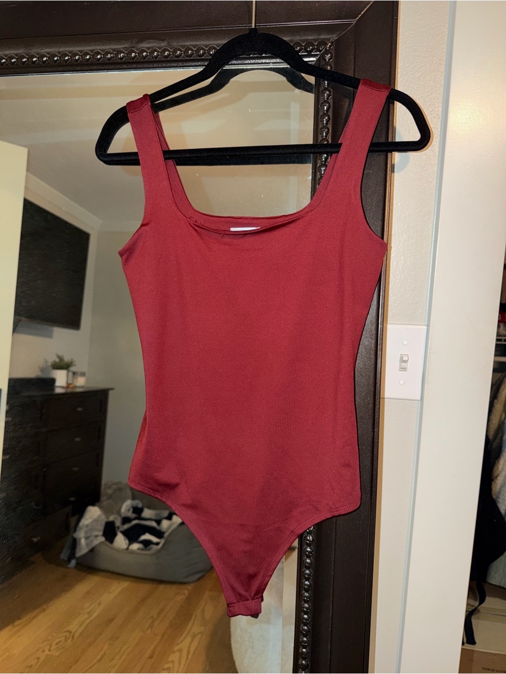 Sleeveless Ribbed Bodysuit in Deep Red